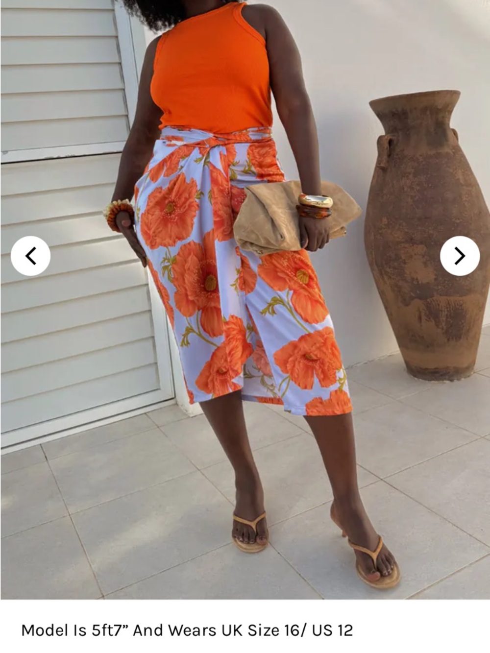 Never Fully Dressed Navy Orange Geometric Tie-Waist Midi Skirt